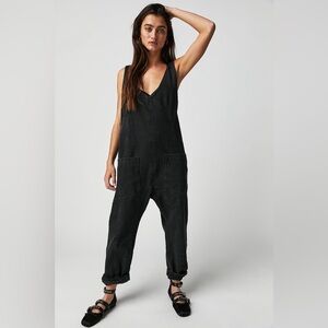 Free People Black Denim Jumpsuit